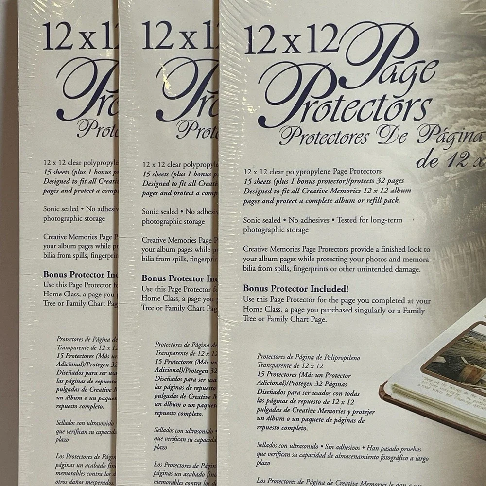 Lot Of 3 Creative Memories 12x12 Page Protectors 15 sheets/ 32 pages new 2001